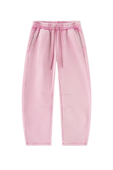 Unisex Fall Fleece Elastic Waist Curved Wide Leg Sweatpants