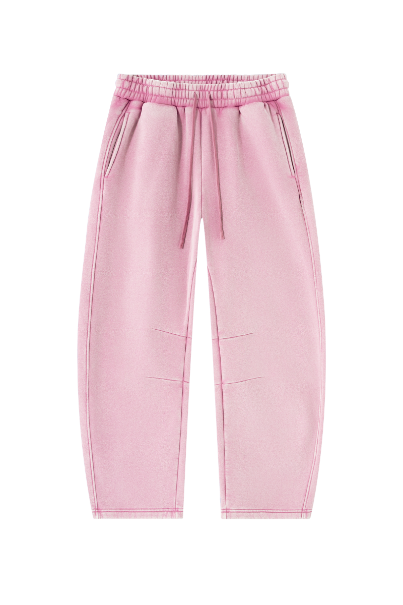 Unisex Fall Fleece Elastic Waist Curved Wide Leg Sweatpants