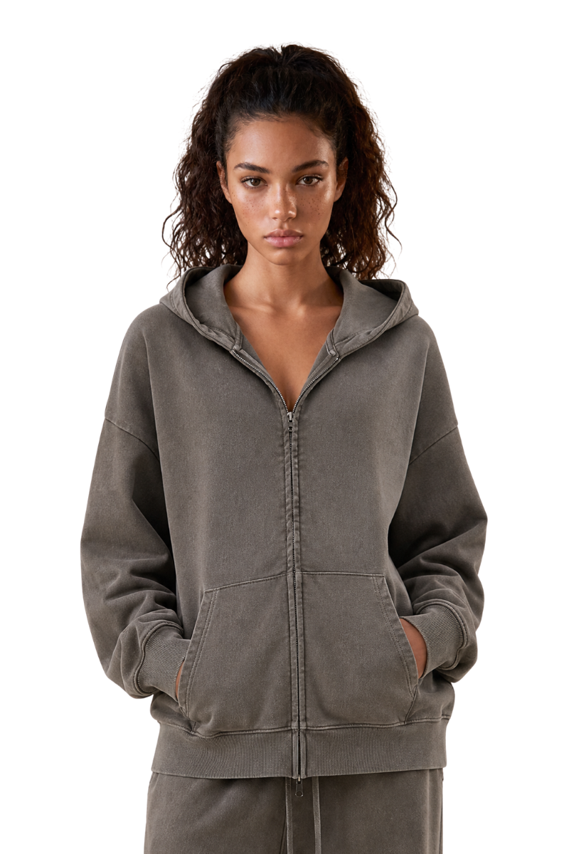 Women's Fall Heavyweight Vintage Washed Cotton Hooded Jacket