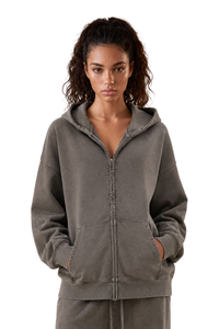 Women's Fall Heavyweight Vintage Washed Cotton Hooded Jacket