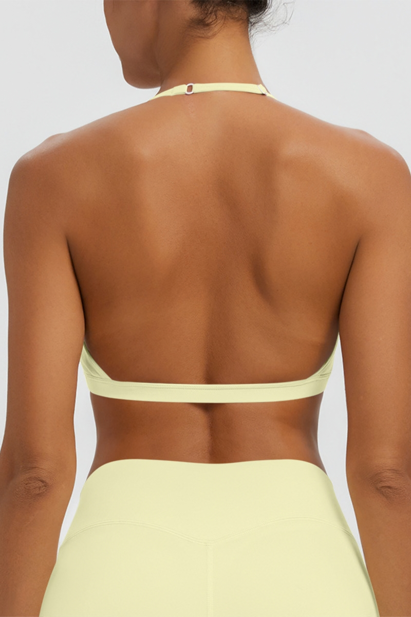 Women's Naked Feel Padded Halter V Neck Sports Bra