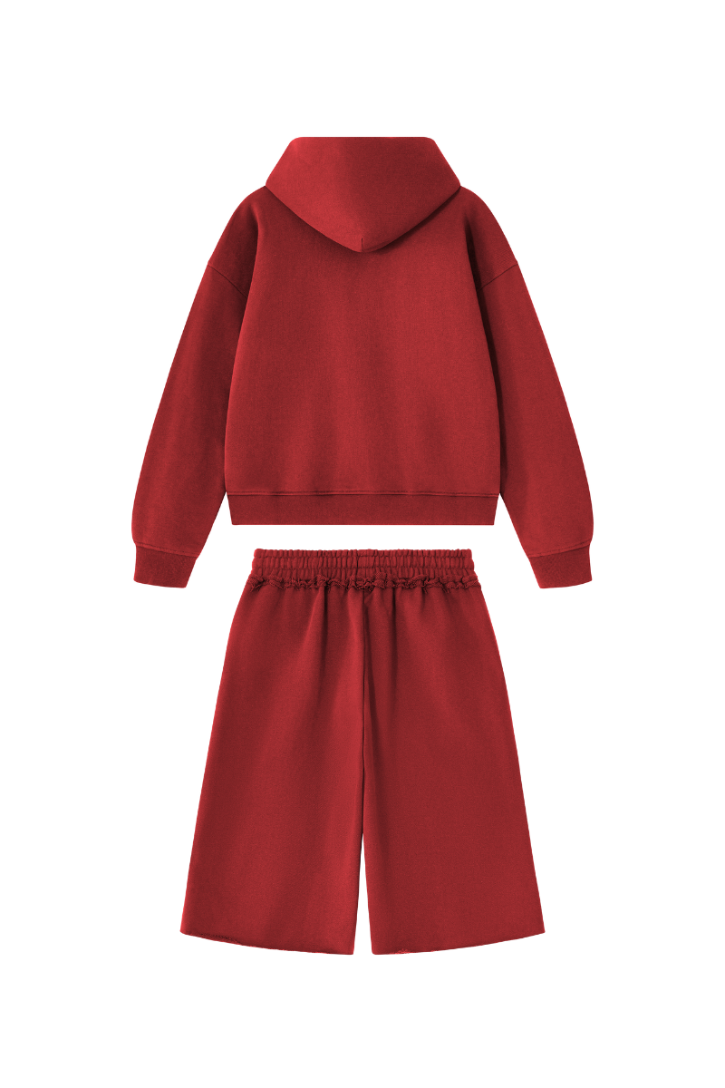 Unisex 100% Cotton Loungewear Sets: Hooded Jacket &Mid Short