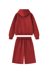 Men's 100% Cotton Loungewear Sets:Hooded Jacket &Mid Shorts
