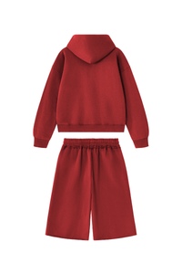 Men's 100% Cotton Loungewear Sets:Hooded Jacket &Mid Shorts