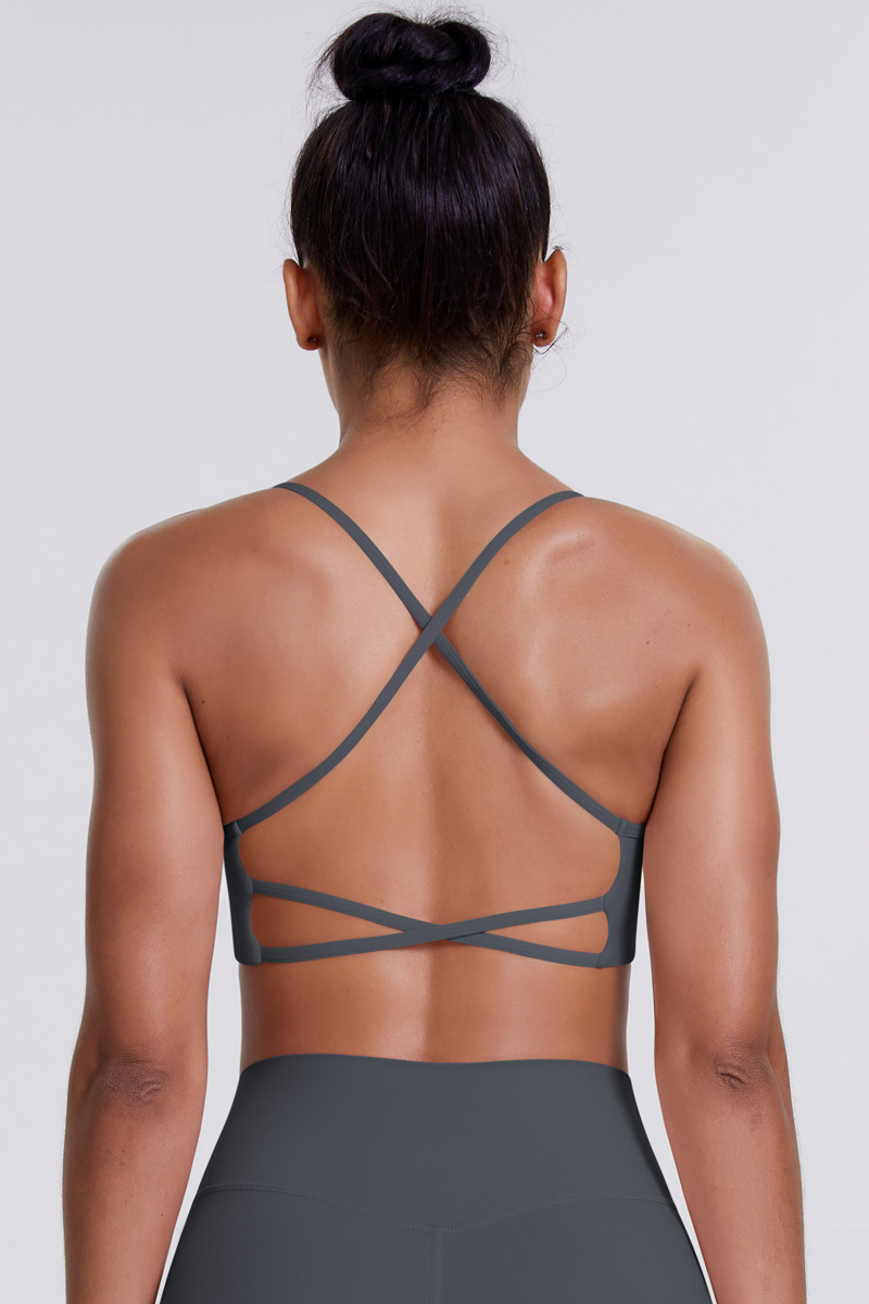 Women's Crisscross Back Spaghetti Straps Quick Dry Sports Bra