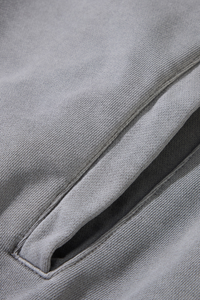 Men's Fall  100% Cotton Washed Faded Raw Edge Zip Up Jacket
