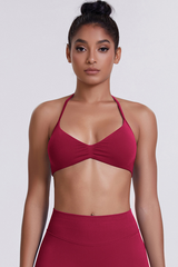 Women's Seamless Pleated Halterneck Sports Bra
