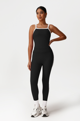 Women High-Waisted Color-Block Butt-Lifting Yoga Set: Vest + 9/10 Leggings