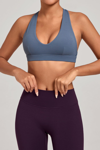 Women's Athletic Halterneck V-neck Cut Out Bra