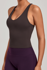 Women's Athletic V-neck Cross Back Tank Top