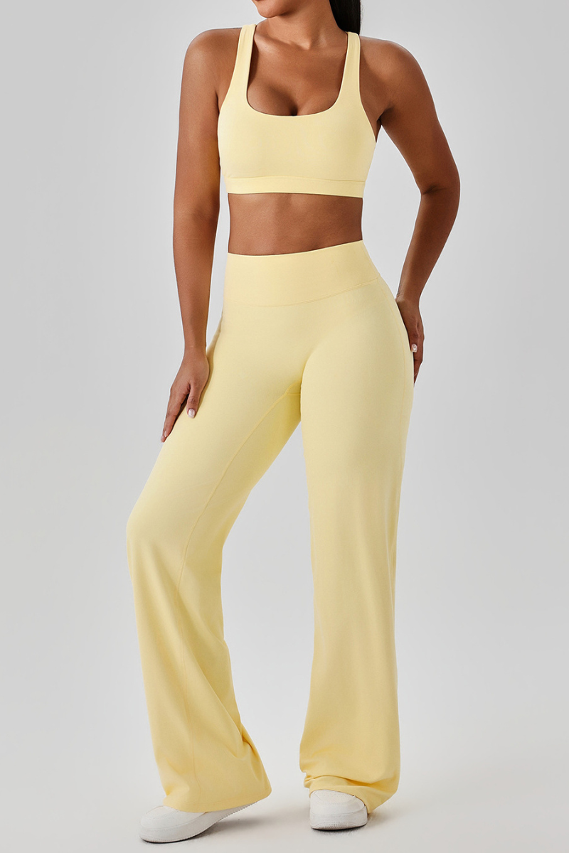 Women's Bare Feel Cutout Bra & Quick Dry Wide Leg Pant Set