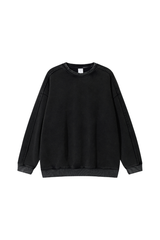 Unisex Fall/Winter Fleece-Lined Dyed Vintage Pullover