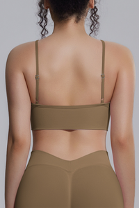 Women's Seamless Knit Solid Color Triangle Cup Sports Bra
