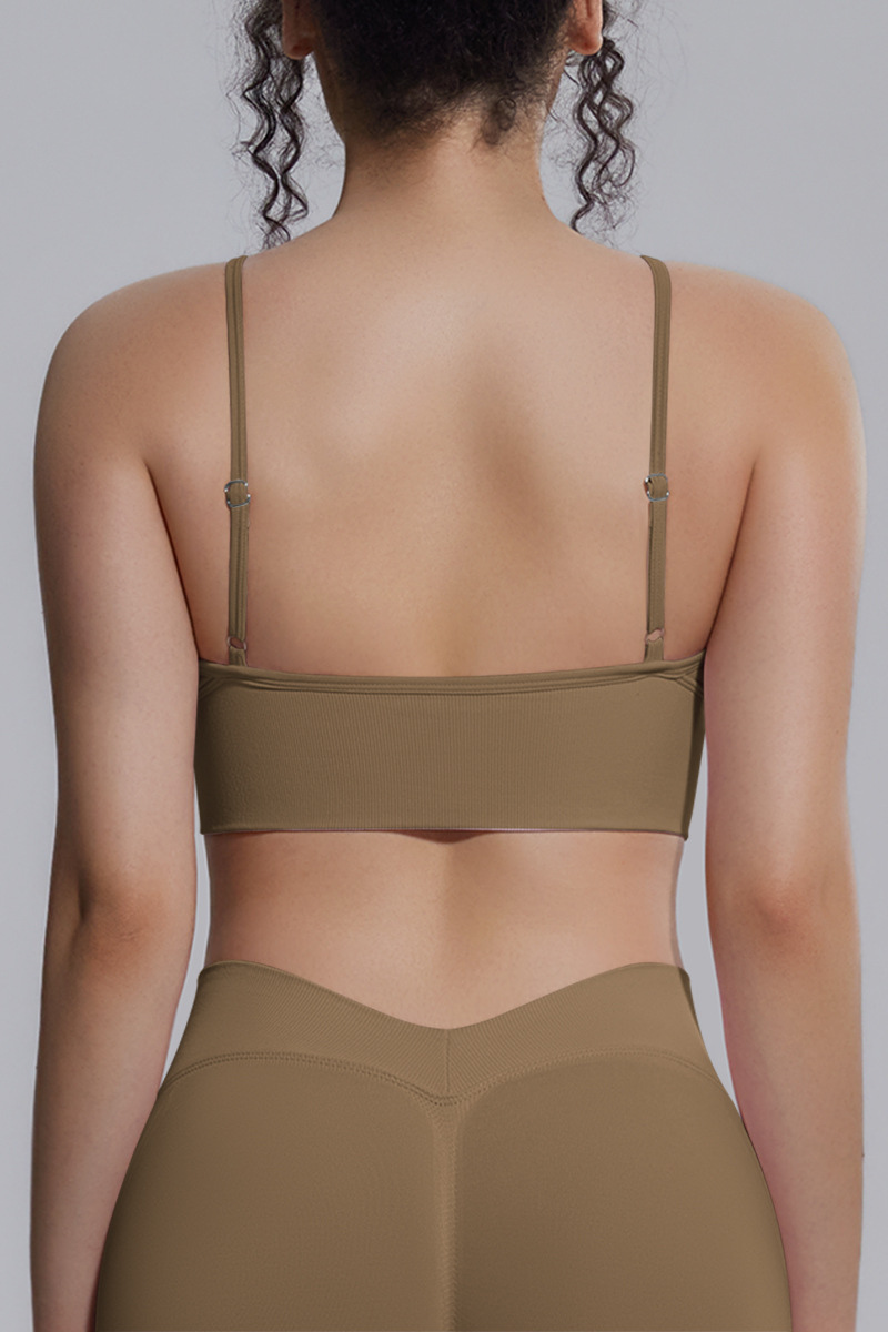 Women's Seamless Knit Solid Color Triangle Cup Sports Bra