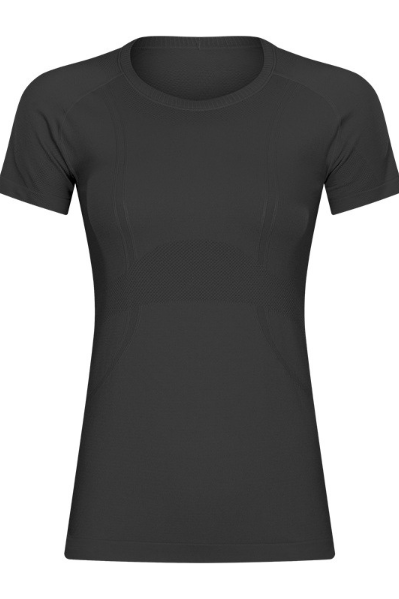 Women Seamless Round Neck Short Sleeve Sport T-Shirt