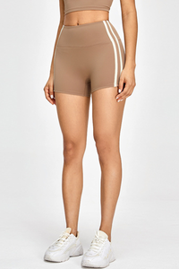 Women's Athletic Color-Block Strap High-Waist Yoga Shorts
