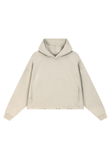 Women's Fall Vintage Washed Raw Hem Crop Boxy Hoodie