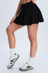 Women's Vertical Ribbed Drawstring Sports Tennis Mini Skort