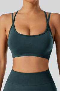 Women's Athletic U-neck Cross Back Spaghetti Straps Bra