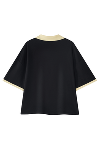 Unisex V-Neck Contrast Trim Polo Collar Sports T-shirt