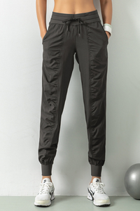 Women's Lightweig Drawstring Pocketed Ruched Side Joggers