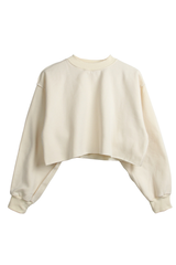 Women Cropped Exposed Seam Sweatshirt