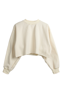 Women Cropped Exposed Seam Sweatshirt