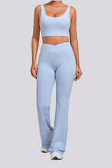 Women's Backless Bra And Cross Waist Flared Pants Sets