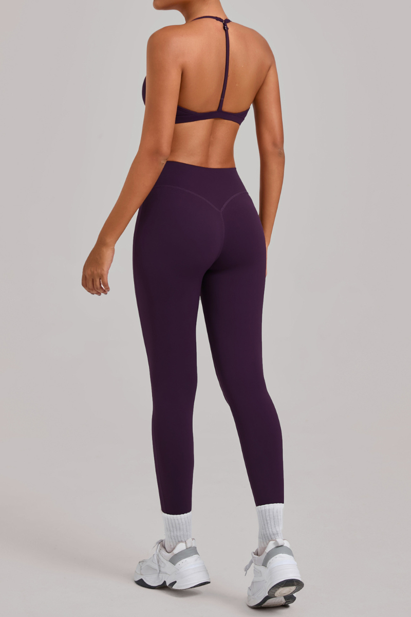 Women's Set:Triangle Cup Thin Straps Bra And High-Waist Leggings