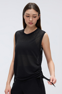 Women's Summer Sheer Breathable Drawstring Sports Tank Top