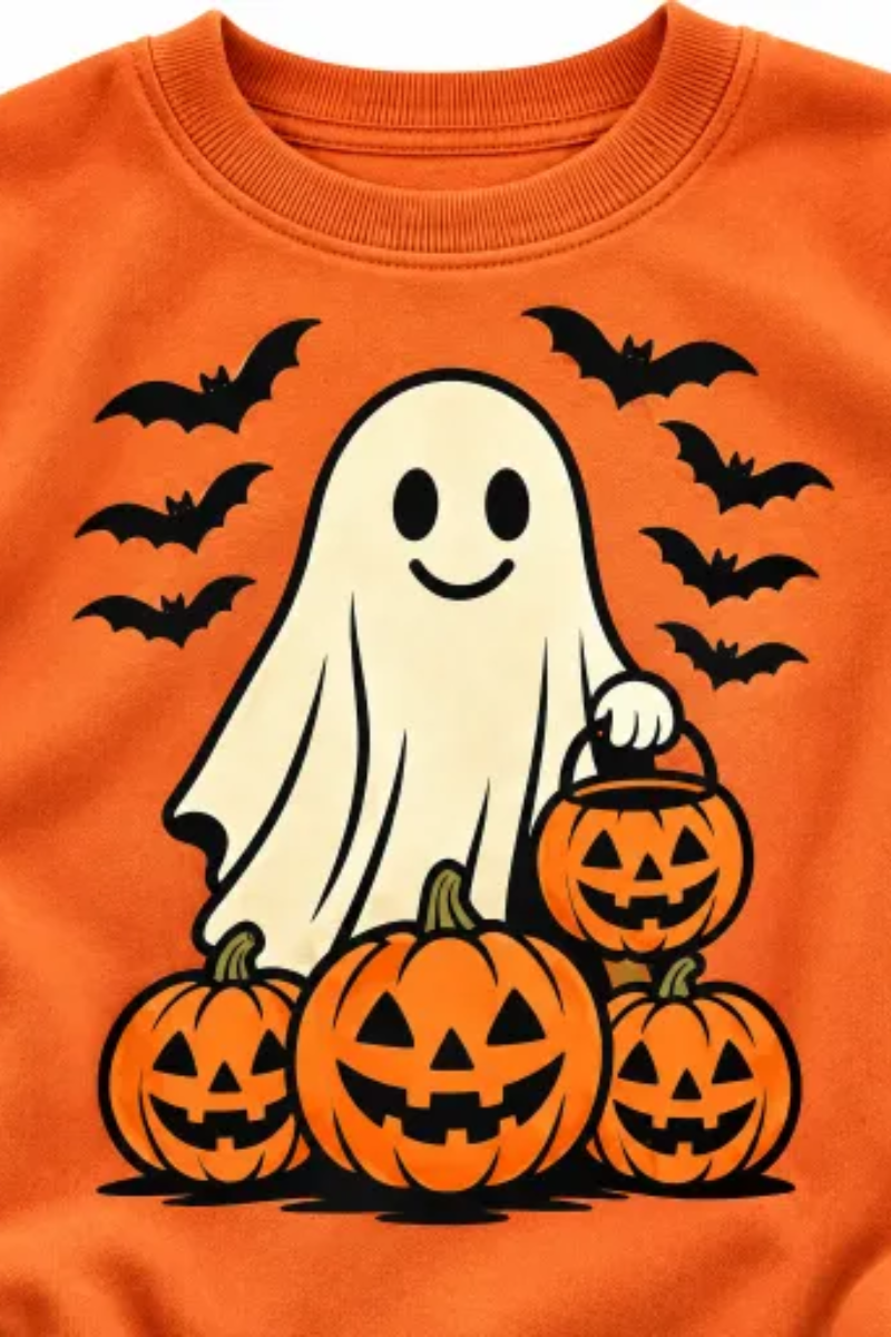 Women's Fall Halloween Spooky Ghost Pumpkin Sweatshirt