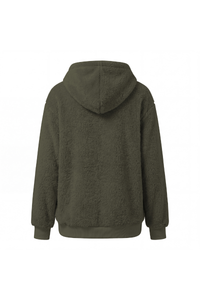 Women's Plush Long-Sleeve Drawstring Hoodie with Pet Pouch