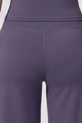 Women's Breathable Brushed Panel Seam Wide Capri Yoga Pants