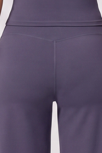 Women's Breathable Brushed Panel Seam Wide Capri Yoga Pants