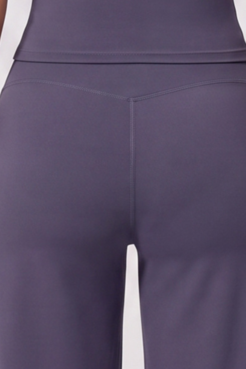 Women's Breathable Brushed Panel Seam Wide Capri Yoga Pants