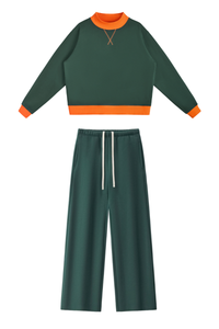 Women's Fall Fleece Mock Neck Sweatsh & Sweatpants Set
