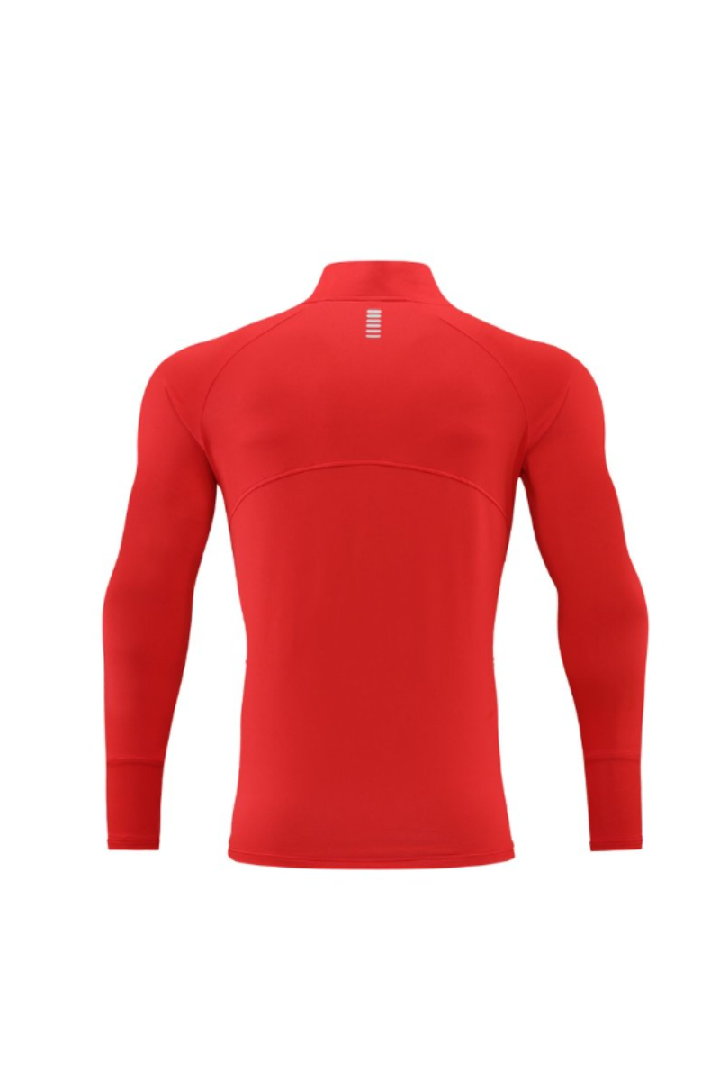 Men's Half Zip Mock Neck Finger Cuffs Long Sleeve Sports Top