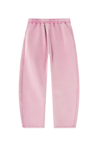 Unisex Fall Fleece Elastic Waist Curved Wide Leg Sweatpants