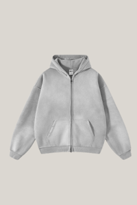 Unisex 360G Heavyweight Washed Distressed Hooded Jacket