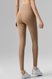 Women's Mesh-Panel High-Waisted Leggings with Side Pockets