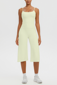 Women's Tank Top & Wide Leg Yoga Cropped Pants Set