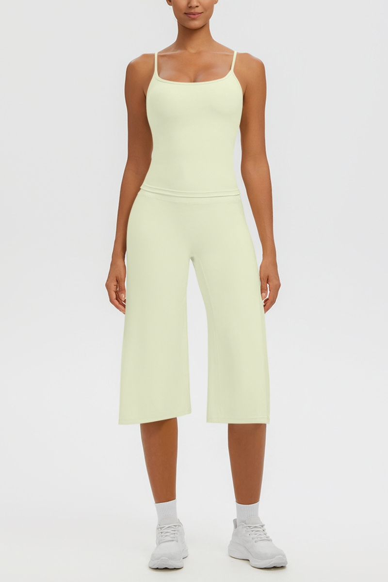 Women's Tank Top & Wide Leg Yoga Cropped Pants Set
