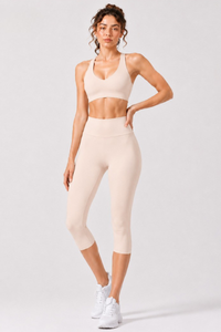 Women's Racerback Sports Bra & Capri Leggings Workout Set