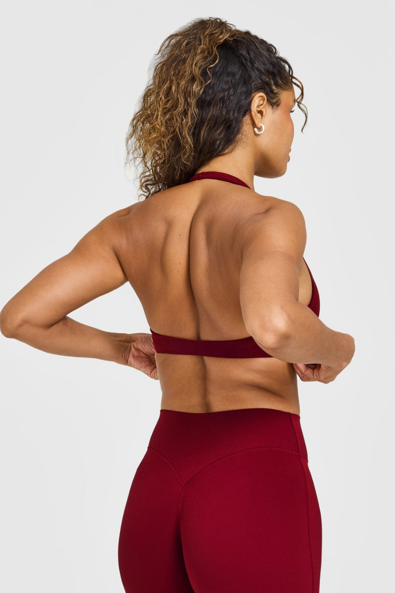 Women's Halter V‑Neck Backless Padded Sports Bra