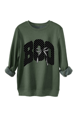 Women's Fall Boo Graphic Polka Dot Print Halloween Pullover