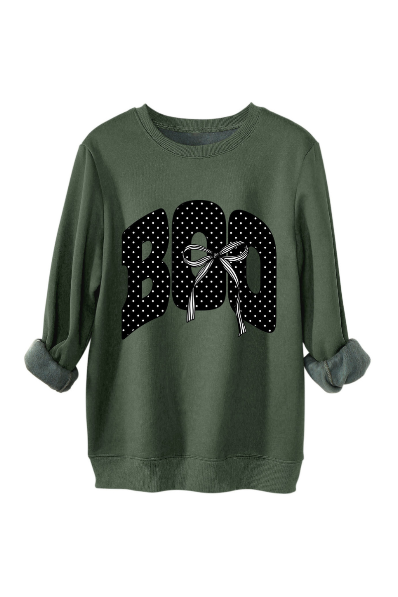 Women's Fall Boo Graphic Polka Dot Print Halloween Pullover
