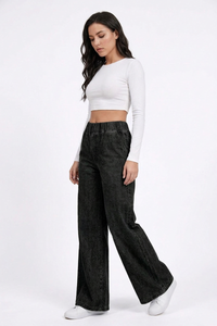 Women's  Elastic-Waist Relaxed Baggy Wide Leg Jeans
