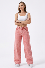 Women's High-Waisted Vintage Washed Baggy Wide-Leg Jeans
