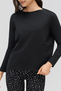 Women's Simple Boat Neck Long Sleeve T Shirt