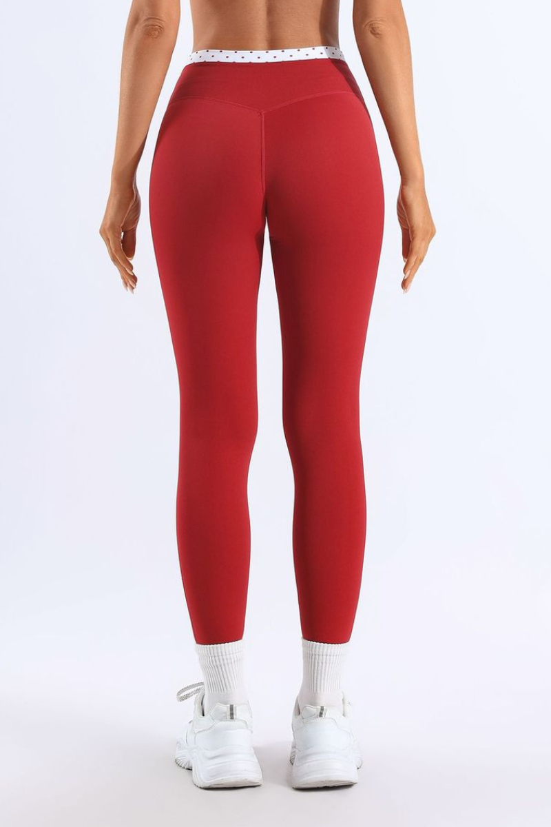 Women's High-Waist Polka Dot No Front Seam Yoga Leggings